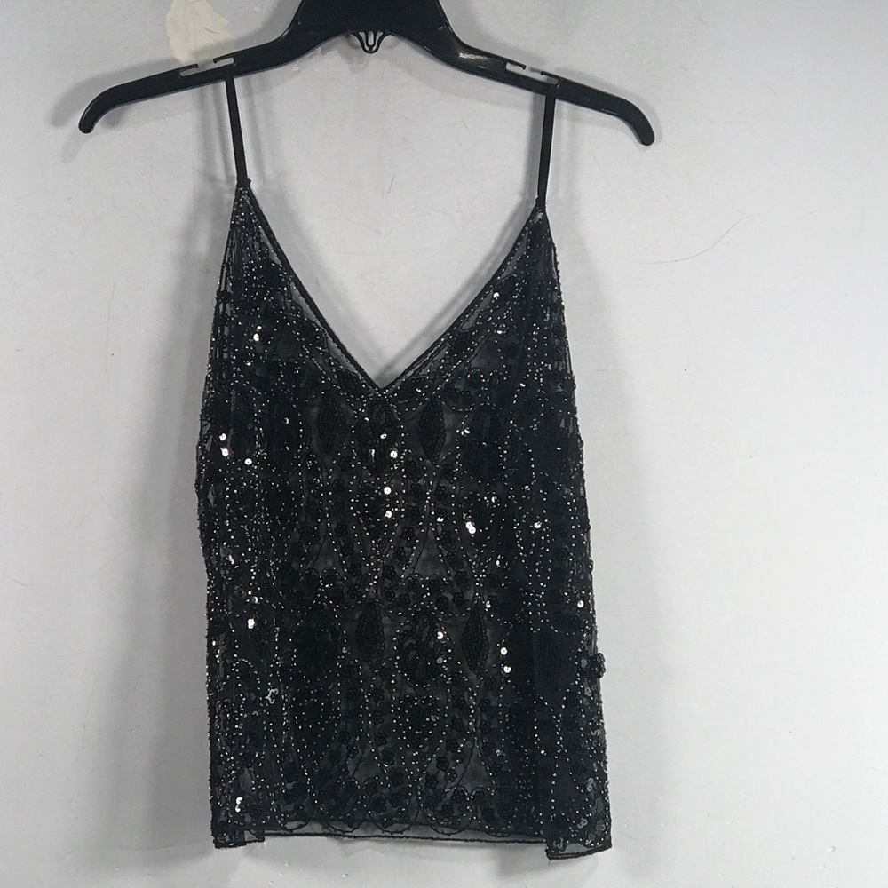 Baynoyia Semi See Through Sparkly Tank Top, Women's Size S - Black - Picture 2 of 6